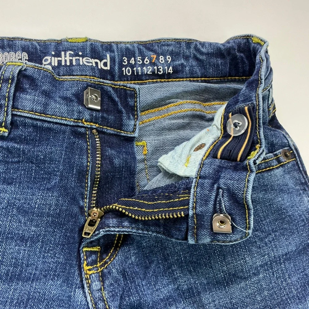 Gymboree Blue Girlfriend Jeans Kids Size 7 Adjustable Waist Dark Wash Stretch